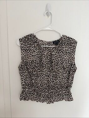 J. Crew Leopard Print Sleeveless Tank in Cream and Black